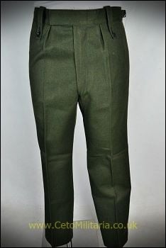 Barrack Trousers, Green, Button-Loops (Used)