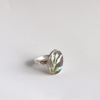 Thistle Enamelled Silver Ring in Blue and Green