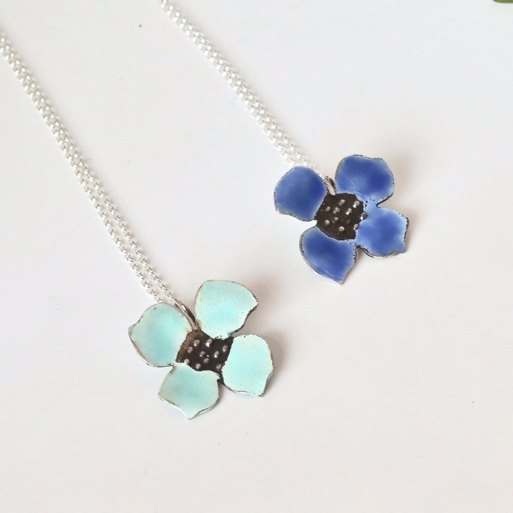 Blue flower Hydrangea Necklace