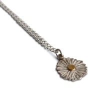 Textured Silver Daisy Necklace with Gold Centre