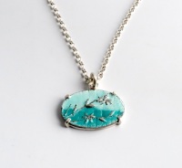 Silver and Blue Enamel Blossom by the Sea Necklace 