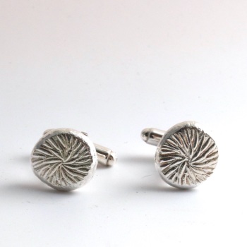 Silver Floral-textured Chunky Organic Nugget Cufflinks