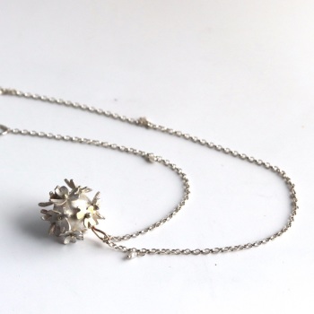 Silver Flower Bomb Necklace with Gold detail - Medium size.