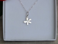 Tiny Silver Flower Necklace on a Fine Silver Chain