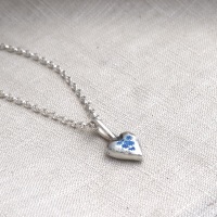 Forget-me-not Flower Silver Heart Necklace on Silver Belcher Chain