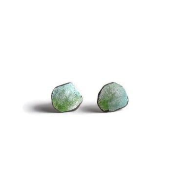 Irregular Silver Stud Earrings Inspired by Looking up Through the Leaves to the Sky 