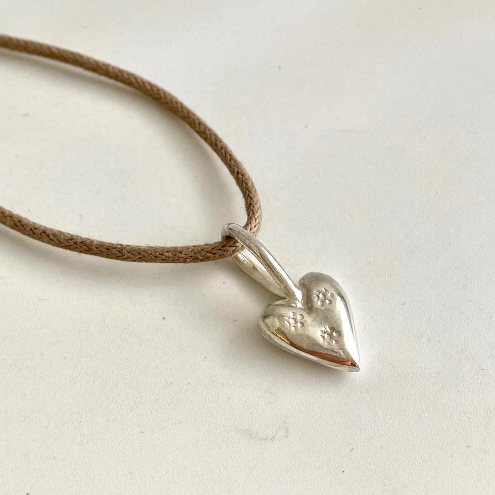 Silver Heart Charm on Cord