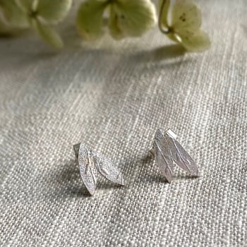 Willow Studs - Textured Silver Earrings Inspired by Willow Leaves