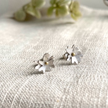 Silver and Gold Cow Parsley Flower Stud Earrings