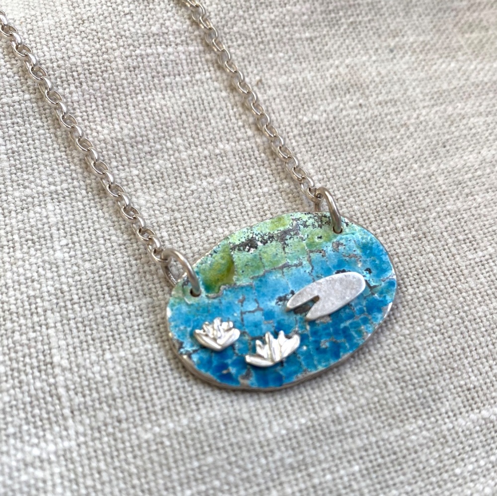 Enamelled Silver Lily Pond Necklace