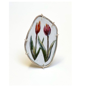 Enamelled Tulip Brooch