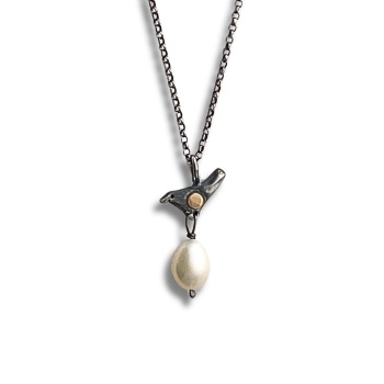 Tiny Blackbird with Pearl