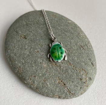 Enamelled Silver Beetle Pendant