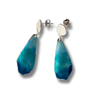 Enamelled Silver 'Ocean Cascade' Drop Earrings