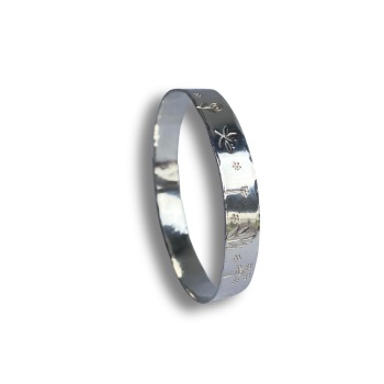 Wildflower Meadow Wide Silver Bangle