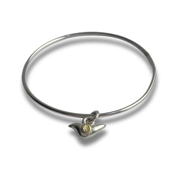 Small Silver Bird with Gold Detail  Bangle