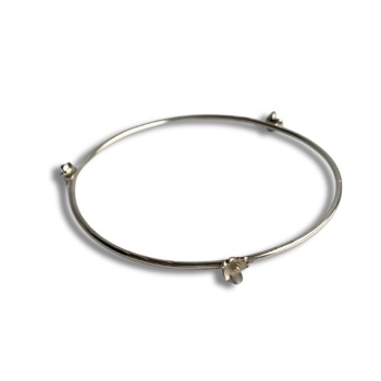 Silver Bangle with Three Flowers with Gold Centres