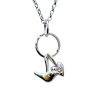 Bird and Heart with Gold Necklace