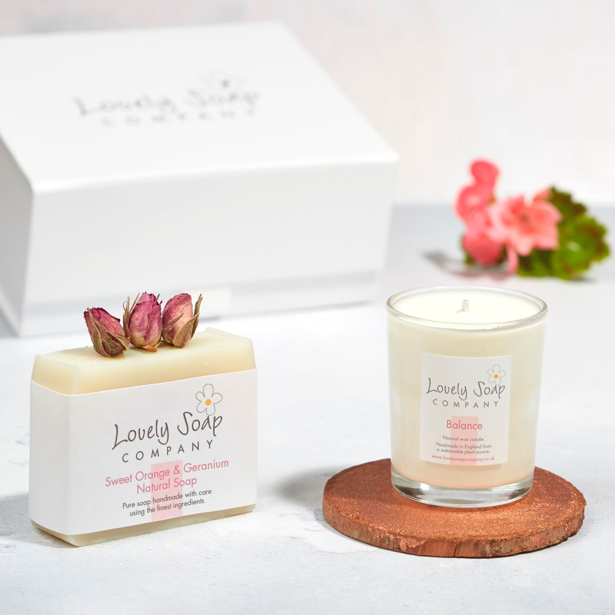 rose thank you bath gift set by Lovely Soap Company