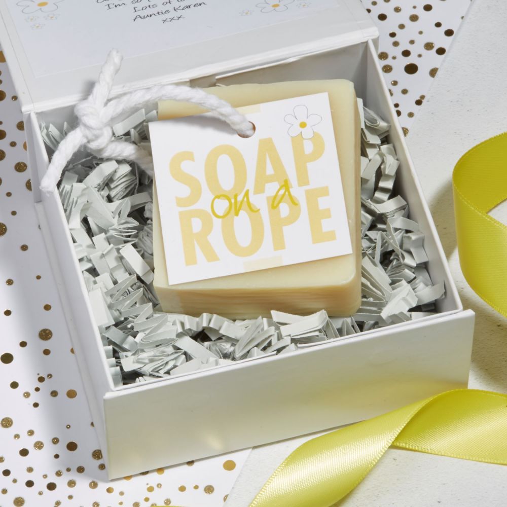 Personalised Grapefruit & Lemongrass Soap on a Rope Gift by Lovely Soap Com