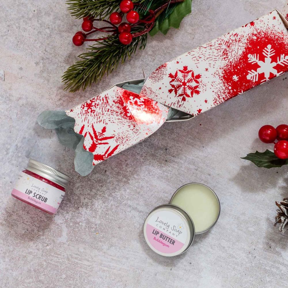 Bubblegum Lip Care Christmas Cracker by Lovely Soap Co