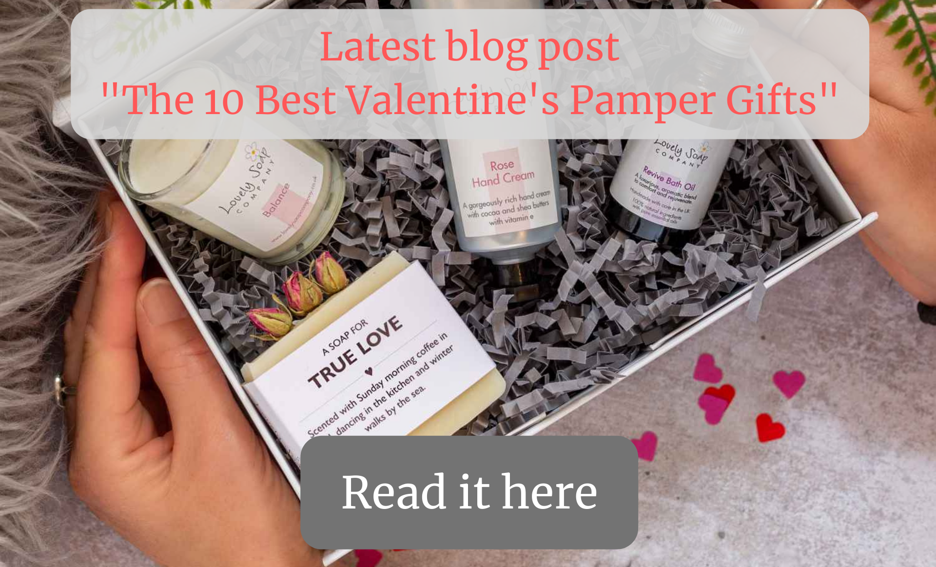 best valentine pamper gifts spa personalised soap, candle, hand cream and bath oil