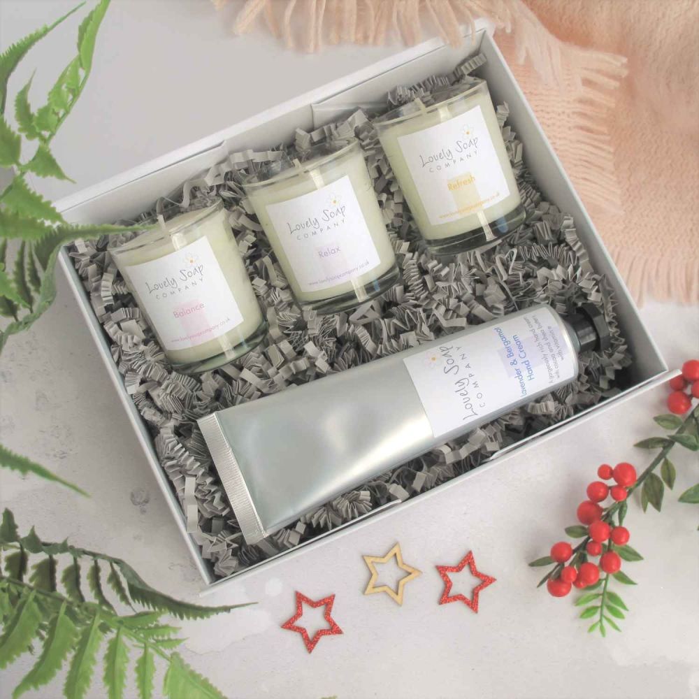 Cosy Night In Candles & Hand Cream Gift Set Lovely Soap Co