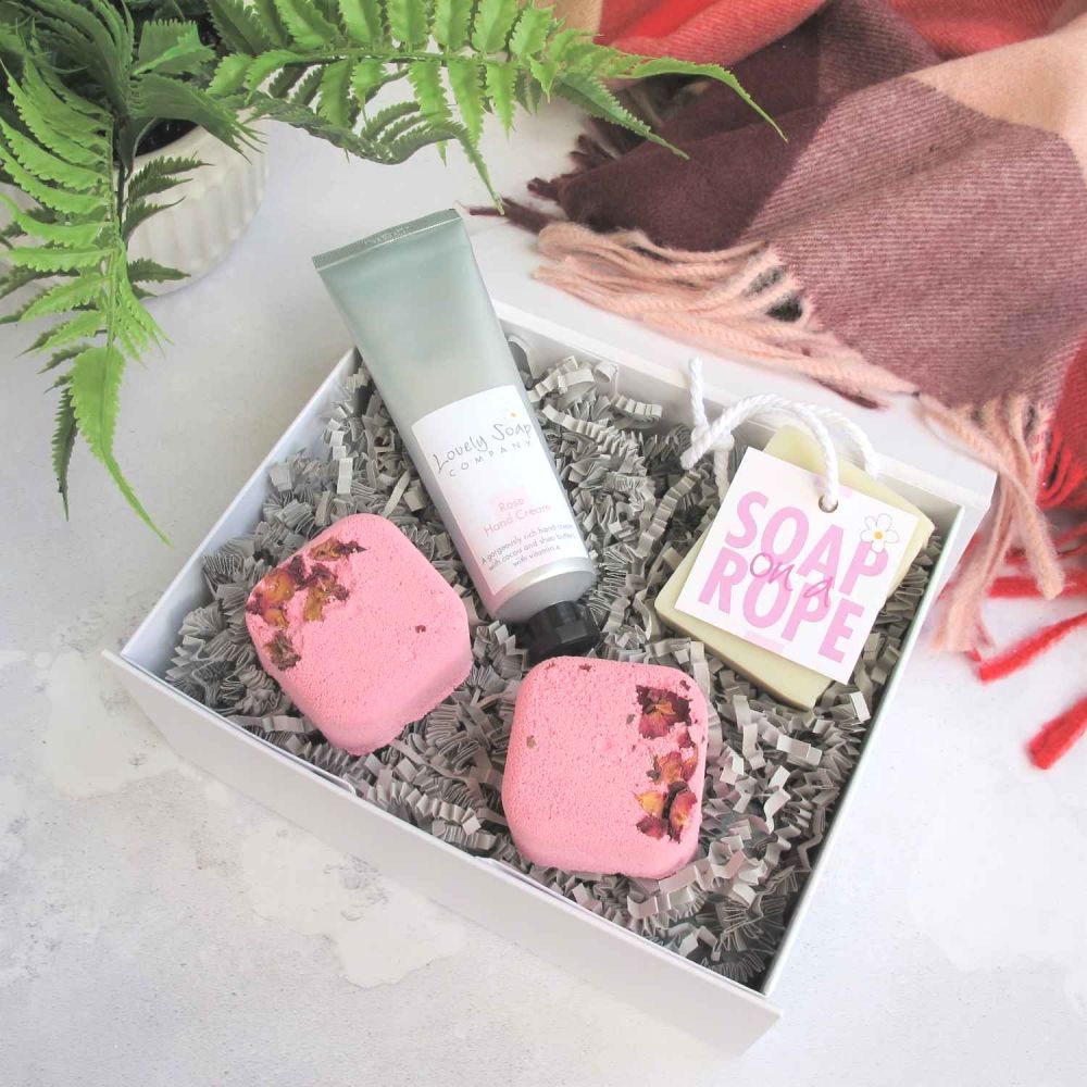 Shower Lovers Pamper Box in Comfort scent option Lovely Soap Co
