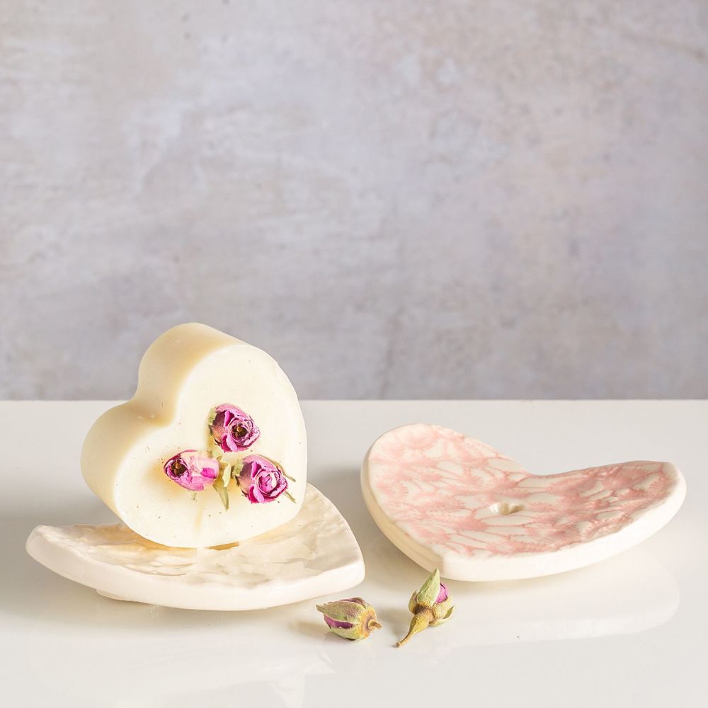 Natural Soap & Ceramic Heart Soap Dish