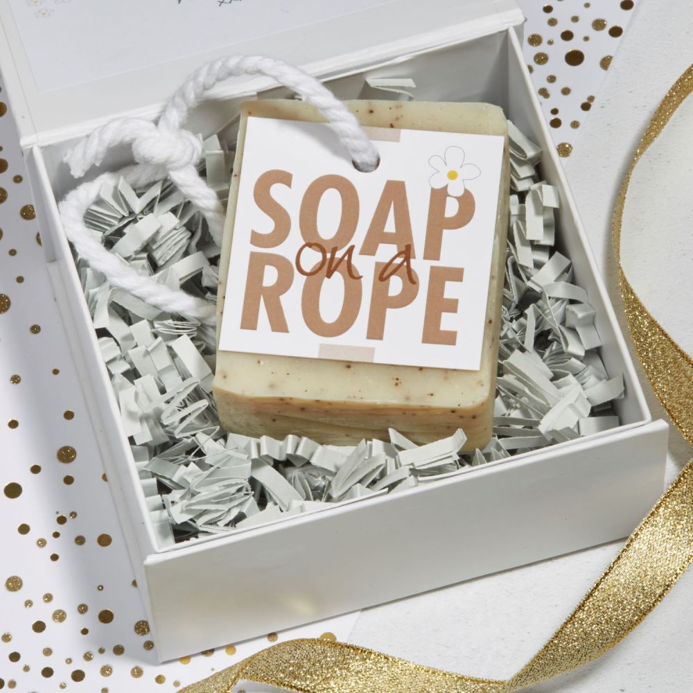Soap on a rope coffee scrub gift Lovely Soap Co