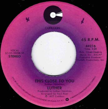 LUTHER - THIS CLOSE TO YOU / DON'T WANNA BE A FOOL