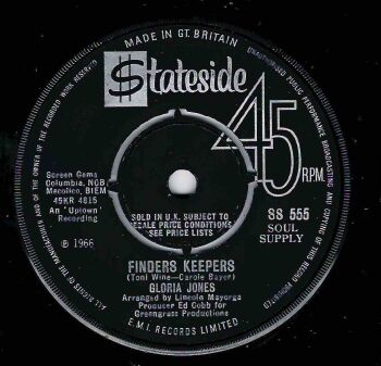 GLORIA JONES - FINDERS KEEPERS / RUN ONE FLIGHT OF STAIRS