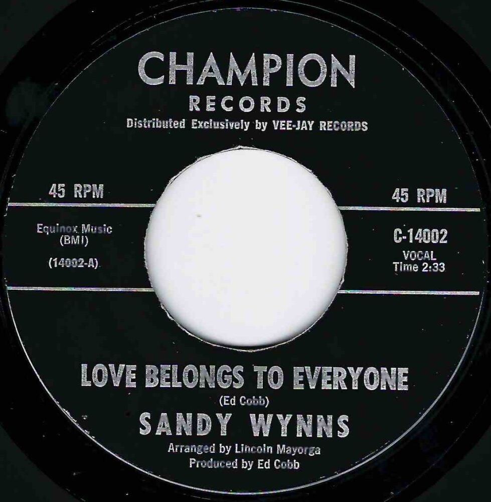 SANDY WYNNS - LOVE BELONGS TO EVERYONE