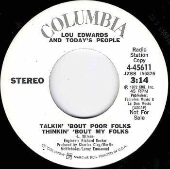 LOU EDWARDS AND TODAY'S PEOPLE - TALKIN' 'BOUT POOR FOLKS THINKIN' 'BOUT MY FOLKS