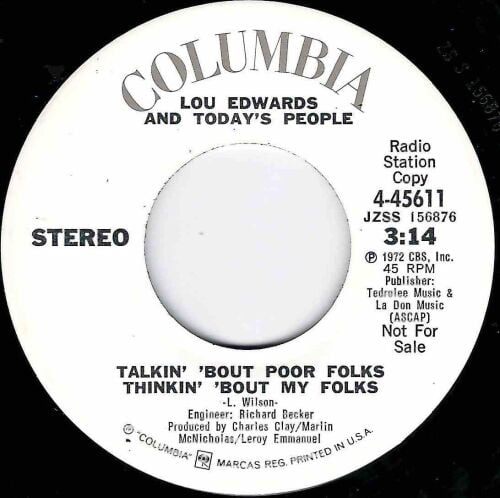 LOU EDWARDS AND TODAY'S PEOPLE - TALKIN' 'BOUT POOR FOLKS THINKIN' 'BOUT MY