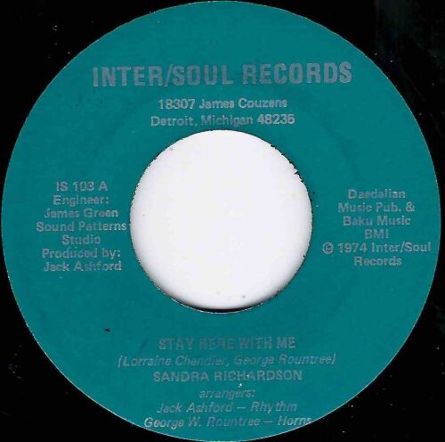SANDRA RICHARDSON - STAY HERE WITH ME / DON'T LET ME DOWN