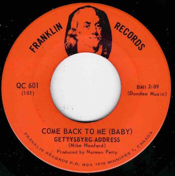 GETTYSBYRG ADDRESS - COME BACK TO ME (BABY) / YOU'VE GOT TO LET ME KNOW