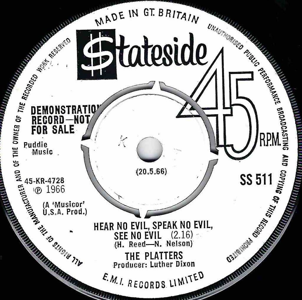 PLATTERS - HEAR NO EVIL, SPEAK NO EVIL, SEE NO EVIL