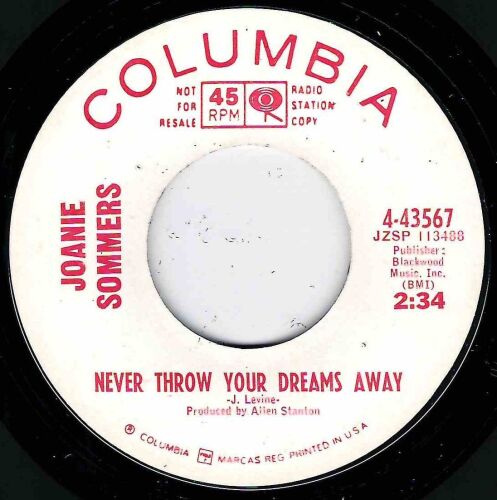 JOANIE SOMMERS - NEVER THROW YOUR DREAMS AWAY