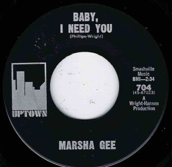 MARSHA GEE - BABY, I NEED YOU