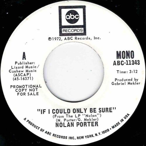 NOLAN PORTER - IF I COULD ONLY BE SURE