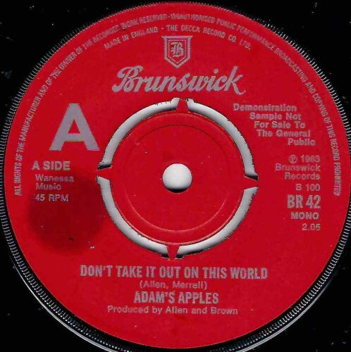 ADAM'S APPLES - DON'T TAKE IT OUT ON THIS WORLD