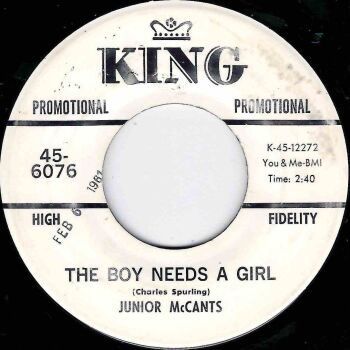 JUNIOR McCANTS - THE BOY NEEDS A GIRL