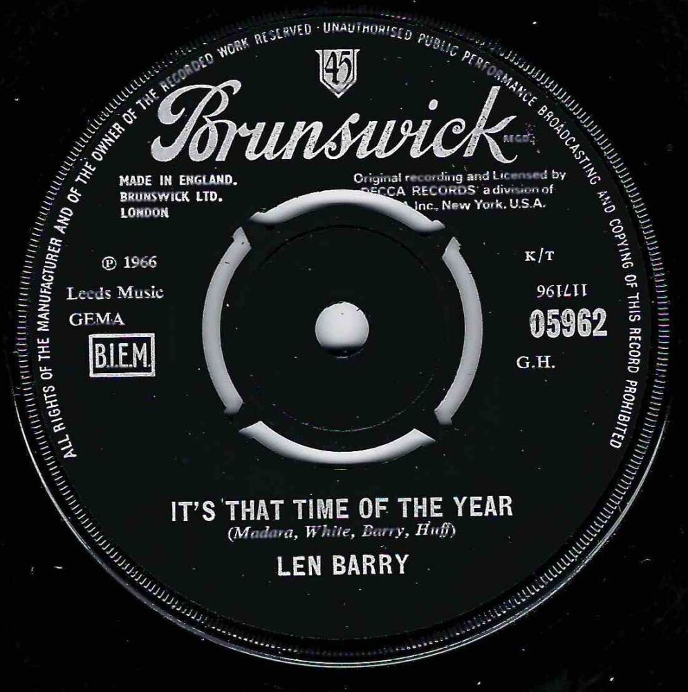 LEN BARRY - IT'S THAT TIME OF THE YEAR