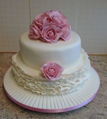 Pink rose frill cake