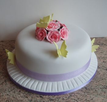 butterfly and roses cake