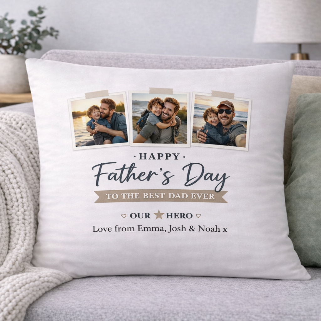 "Best Dad" Photo Cushion Cover