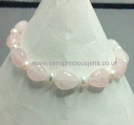 Rose Quartz & White Pearls Bracelet