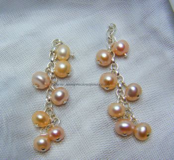 Peach Pearl Chain Earrings