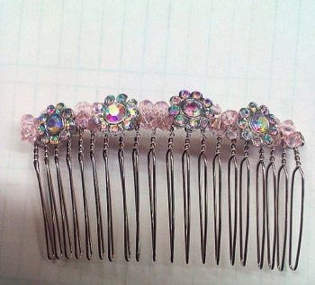 Diamante & Pink Sparkle Bicone Hair Comb